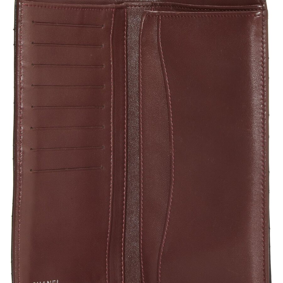 Chl, Black Quilted Lambskin Classic Long Flap Wallet, Black | Studio Nafay