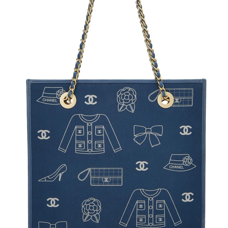 Chanel, Blue Canvas Icon Print Small, Blue | Studio Nafay