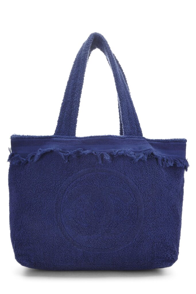 Chanel, Blue Terry Cloth 'CC' Beach Tote Large, Blue | Studio Nafay