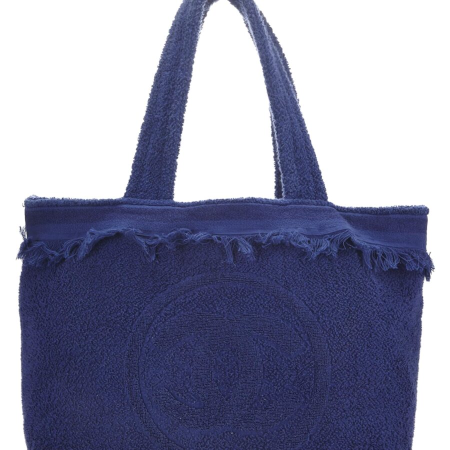 Chanel, Blue Terry Cloth 'CC' Beach Tote Large, Blue | Studio Nafay