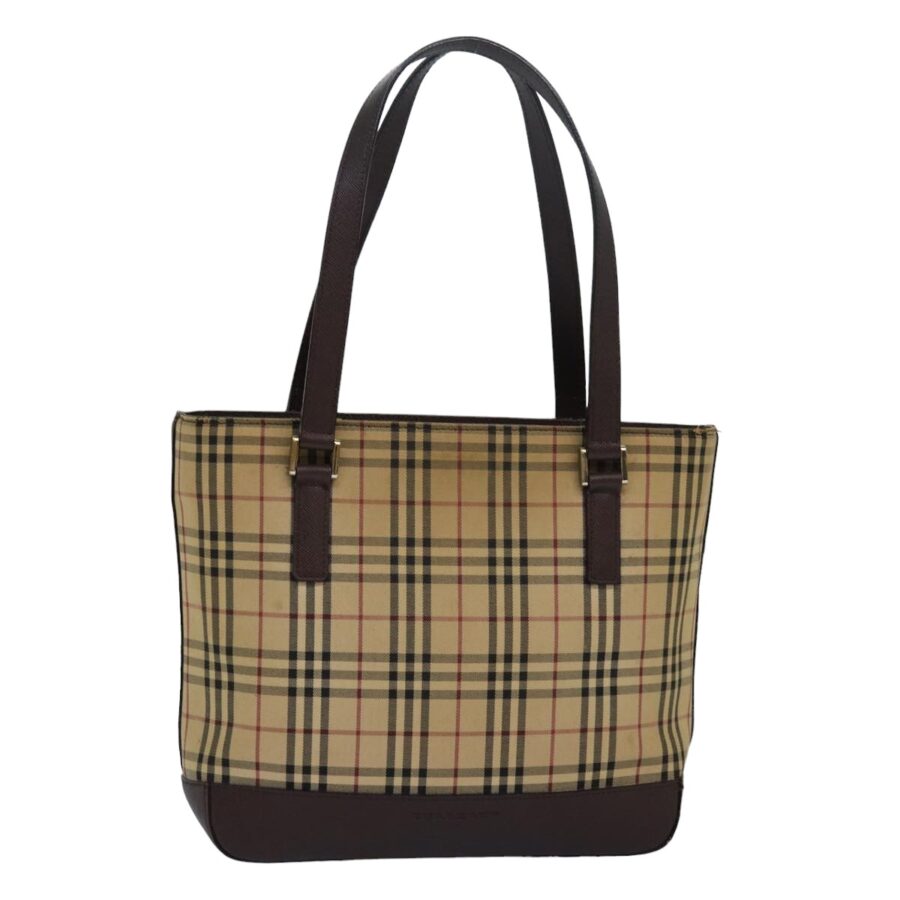 Burberry Nova Check Hand Bag Canvas Beige Auth 83214 | Studio Nafay