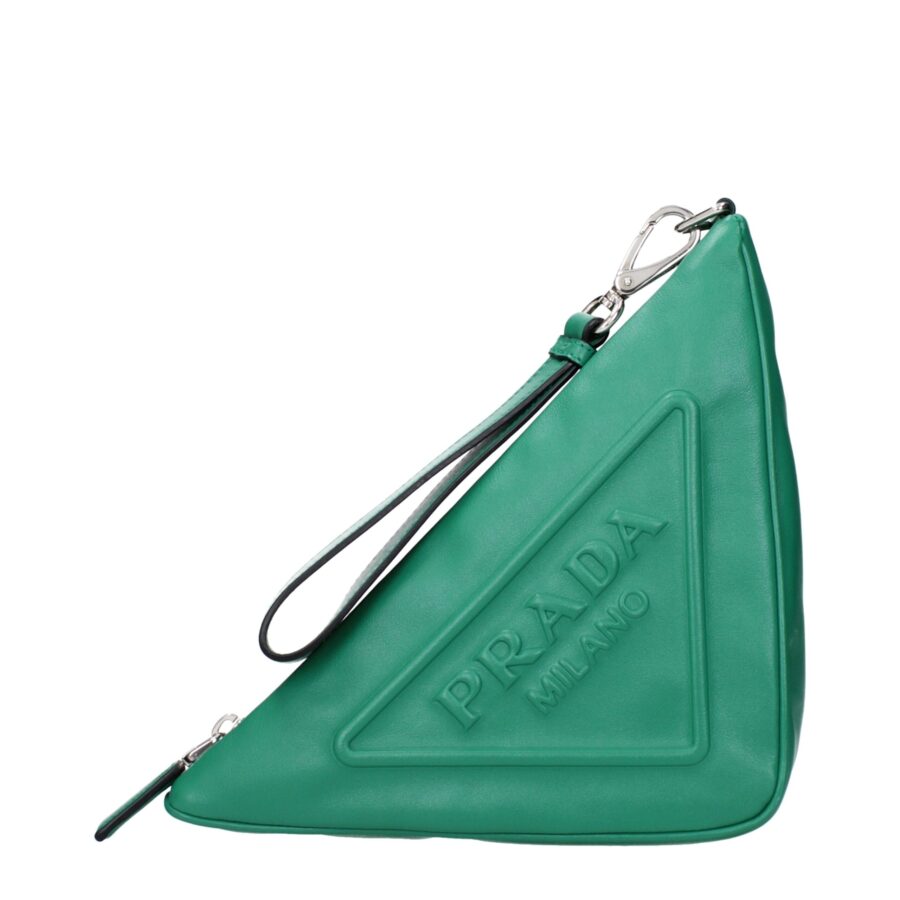 Prada Green Leather Clutch Bags | Studio Nafay