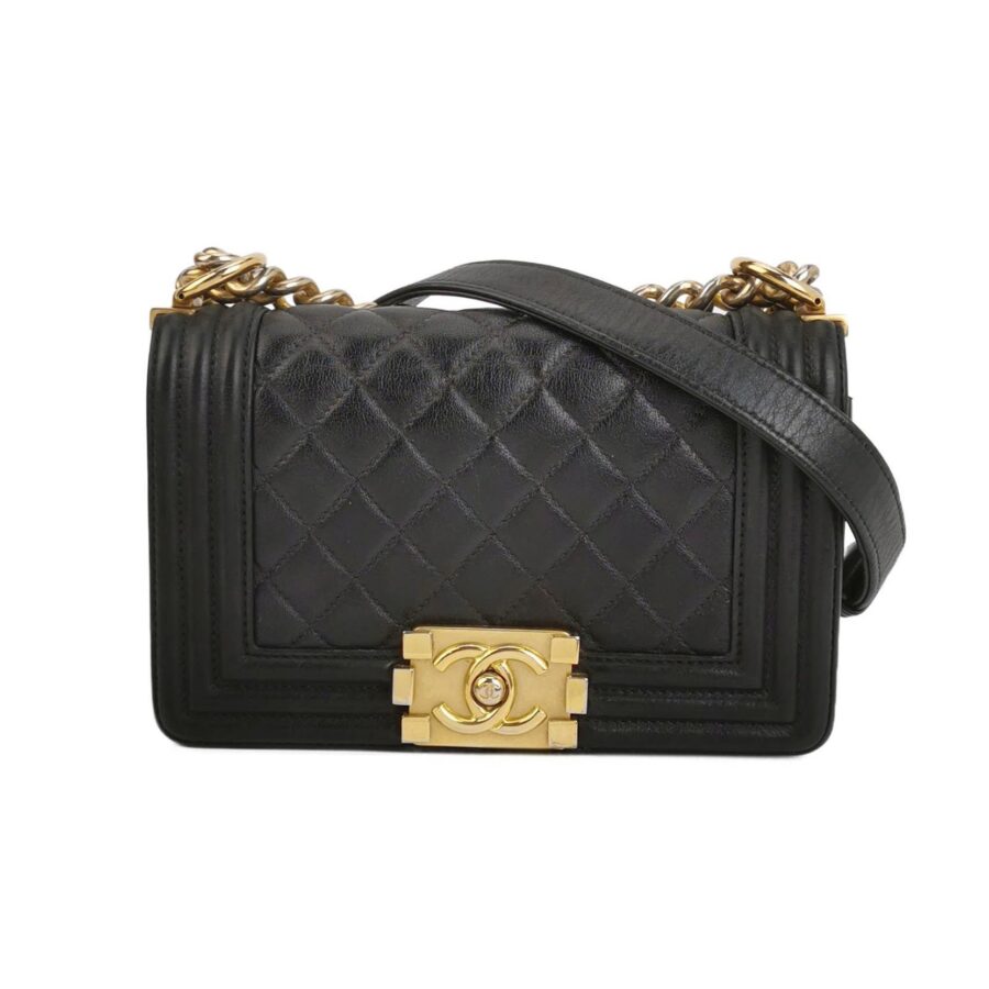 Chanel Le Boy Small Black Lambskin Leather Antiqued Gold Hardware | Studio Nafay