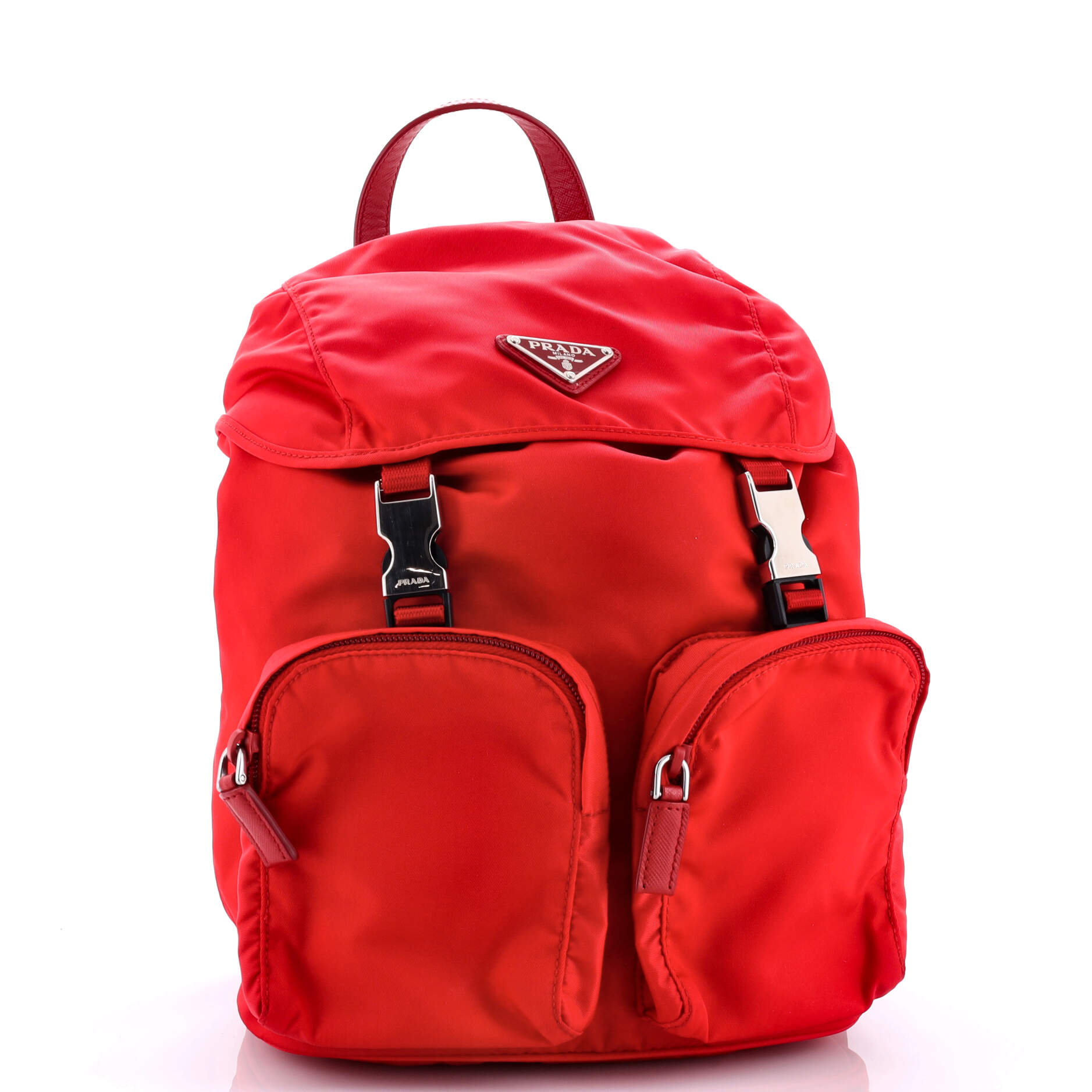 Vela Double Front Pocket Backpack Tessuto with Saffiano Leather Mini
