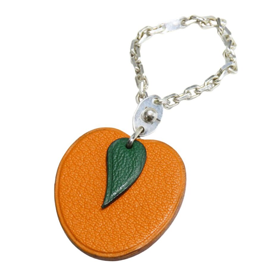 HERMES Bag charm Leather, Silver925 Orange Women | Studio Nafay