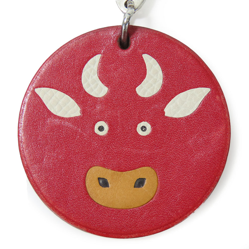 HERMES Bag charm Leather, Silver925 Red animal Women