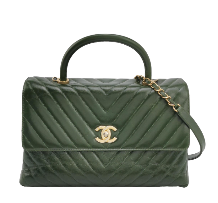 Chanel Coco Handle Bag Maxi Green | Studio Nafay