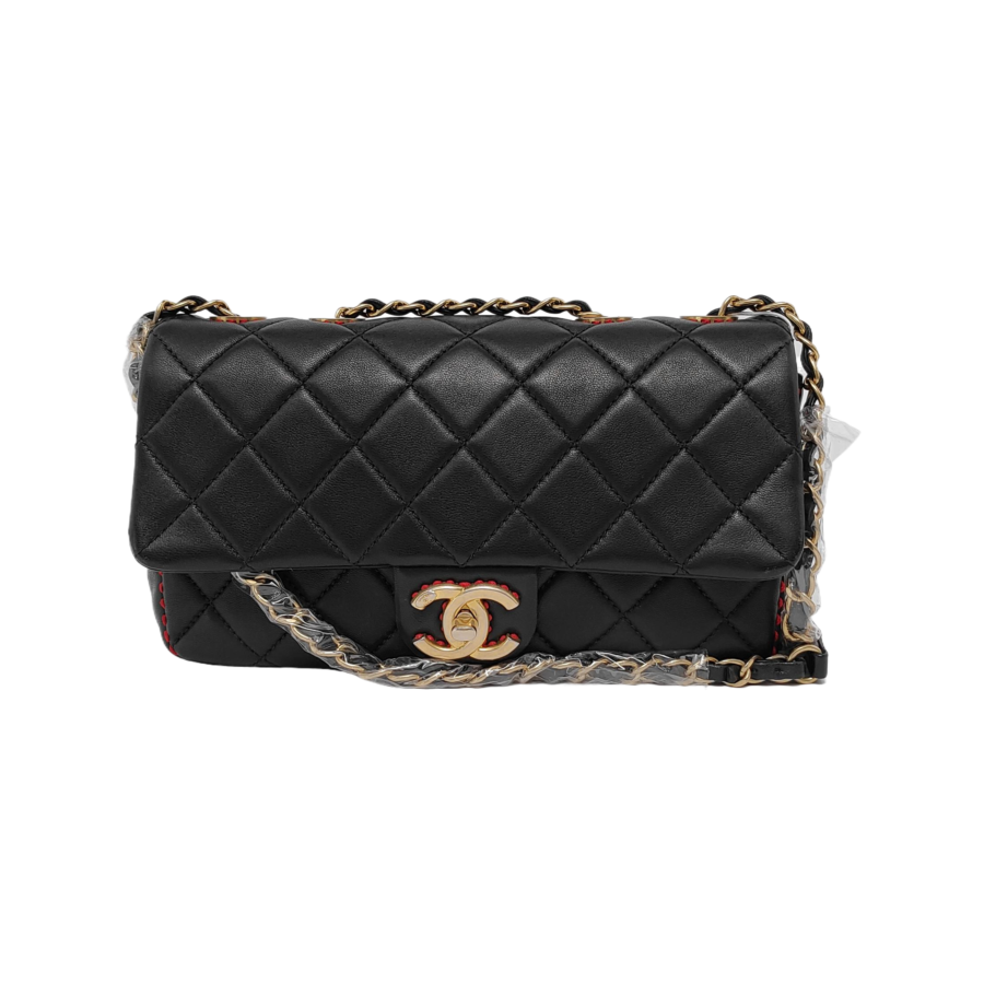 Chanel Flap Lambskin Black Shoulder Bag | Studio Nafay