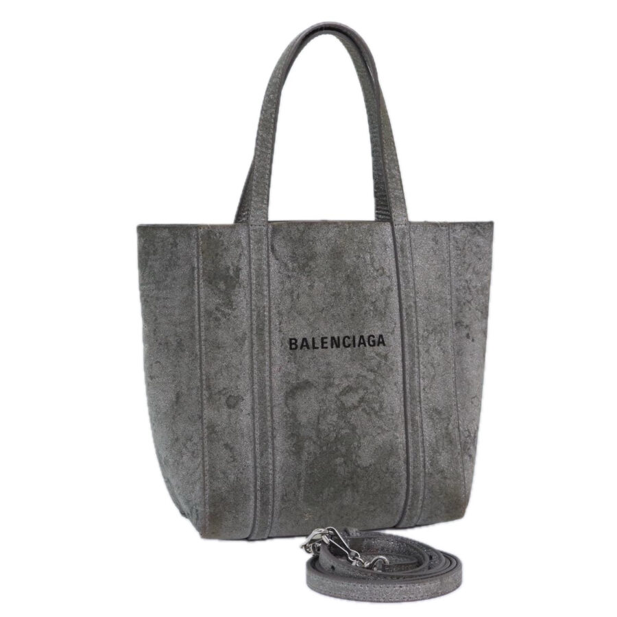 BALENCIAGA Everyday Tote XXS Hand Bag Leather 2way Silver Silver Auth 87205 | Studio Nafay