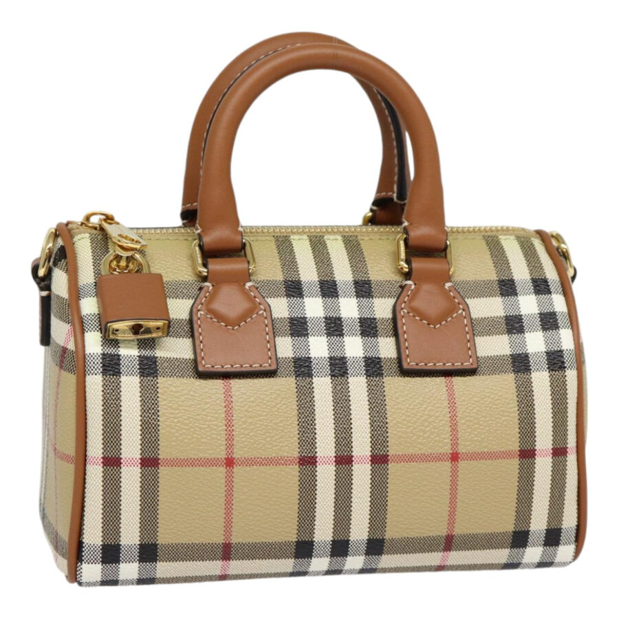 Burberry Nova Check Hand Bag PVC Leather 2way Beige Auth 87630S | Studio Nafay