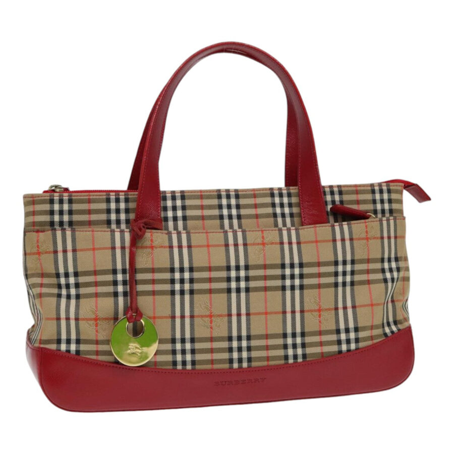 Burberry Nova Check Hand Bag Canvas Beige Red Auth 87634 | Studio Nafay