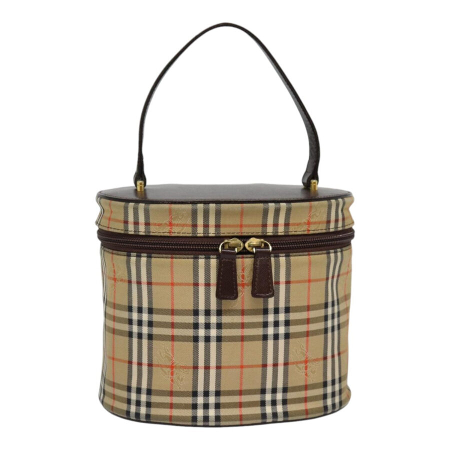 Burberry Nova Check Hand Bag Canvas Beige Gold Auth 88121 | Studio Nafay