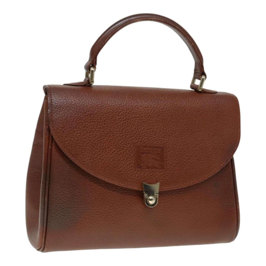BurberrySs Hand Bag Leather Brown Gold Auth 88651 | Studio Nafay