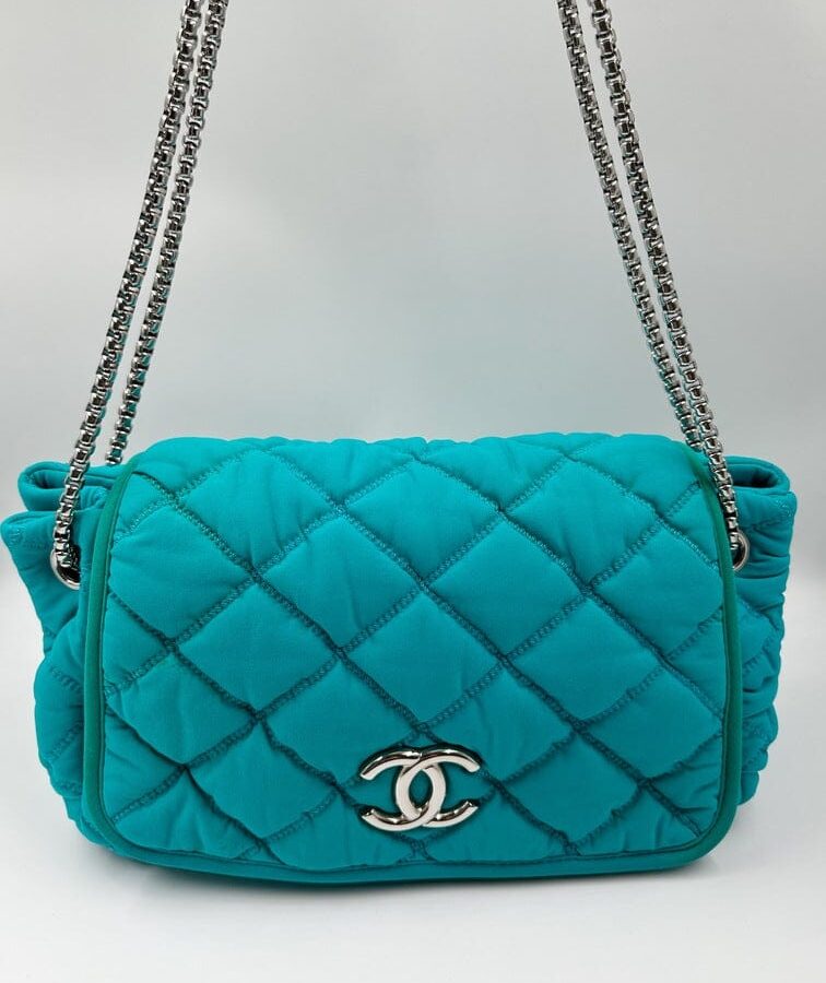Chanel Bubble Quilted Shoulder Bag - Turquoise Blue | Studio Nafay