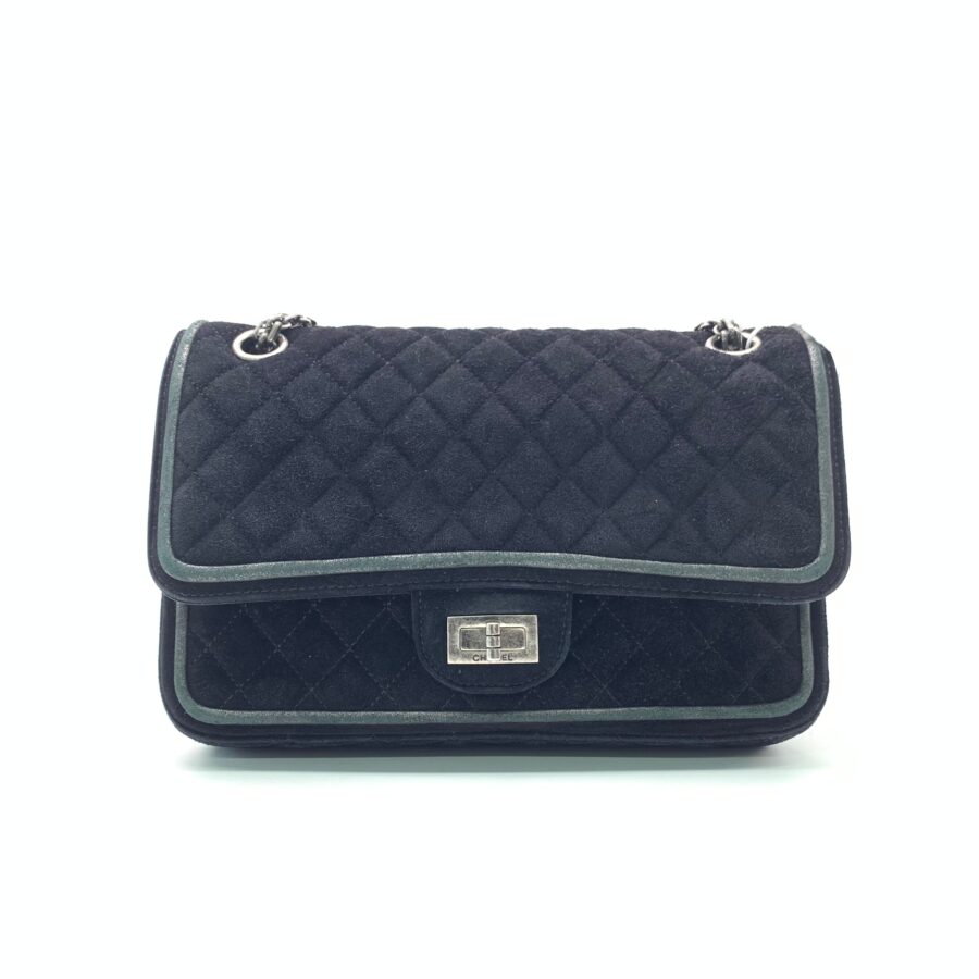 Chanel Flap Medium Leather Suede Navy Shoulder Bag | Studio Nafay