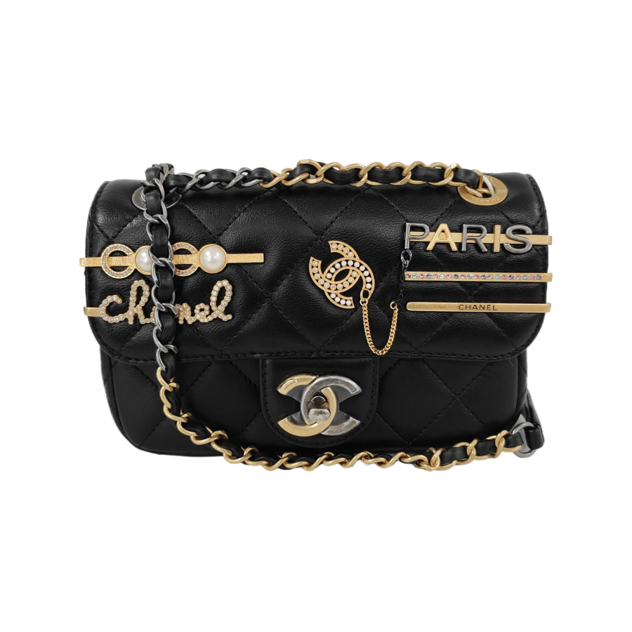 Chanel Coco Clips Super/Extra Mini Flap Bag Black Lambskin Gold Hardware | Studio Nafay