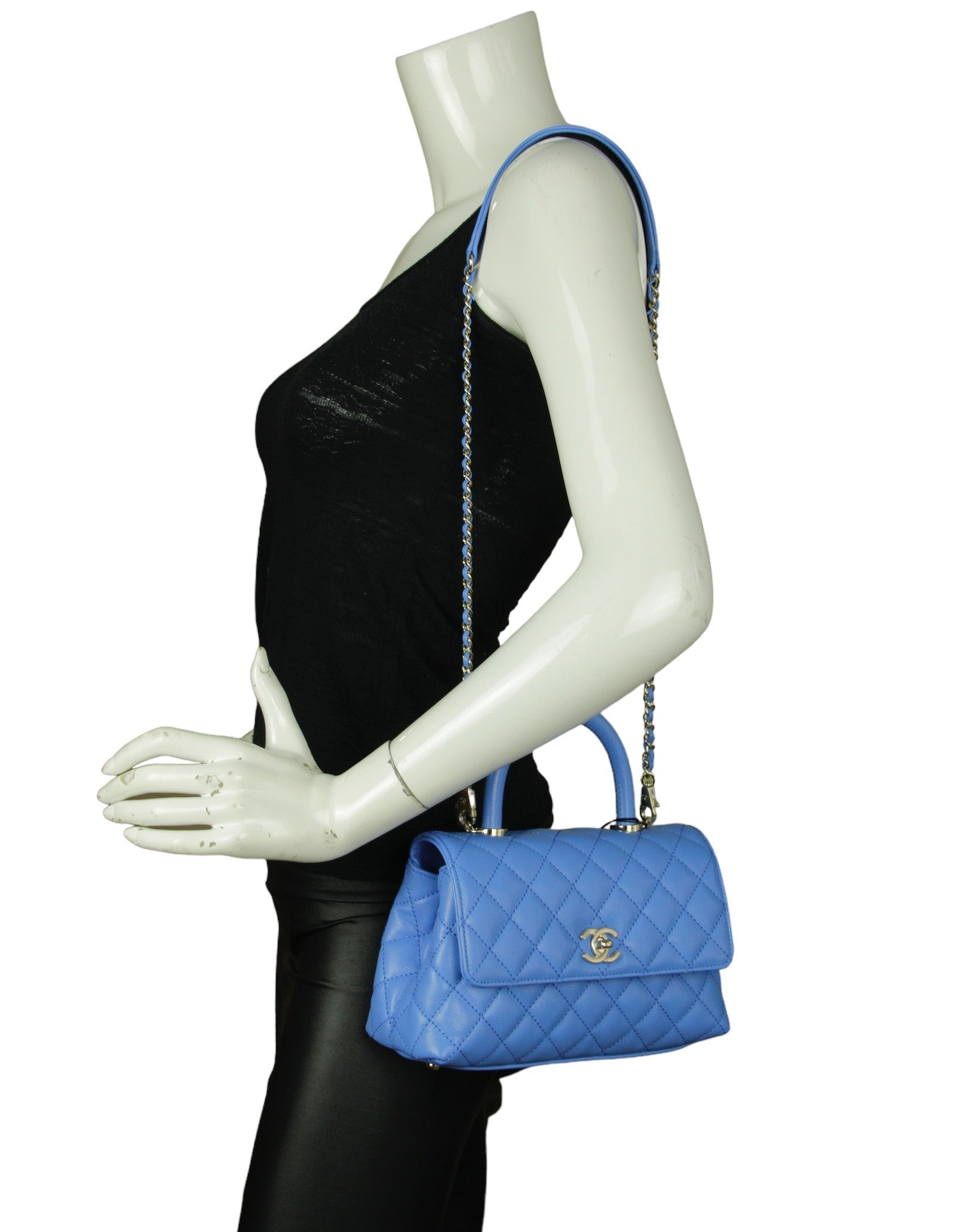 Chanel Blue Caviar Mini Coco Handle Flap Bag