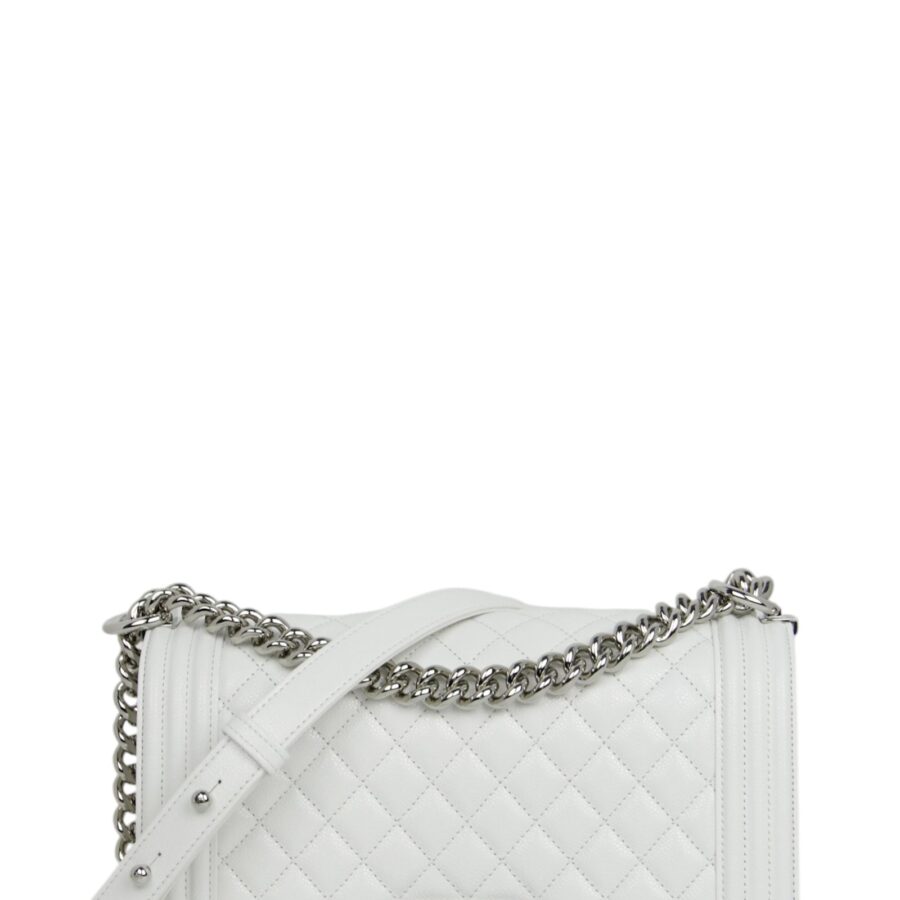 Chanel 25C NEW White Caviar Medium Boy Bag | Studio Nafay