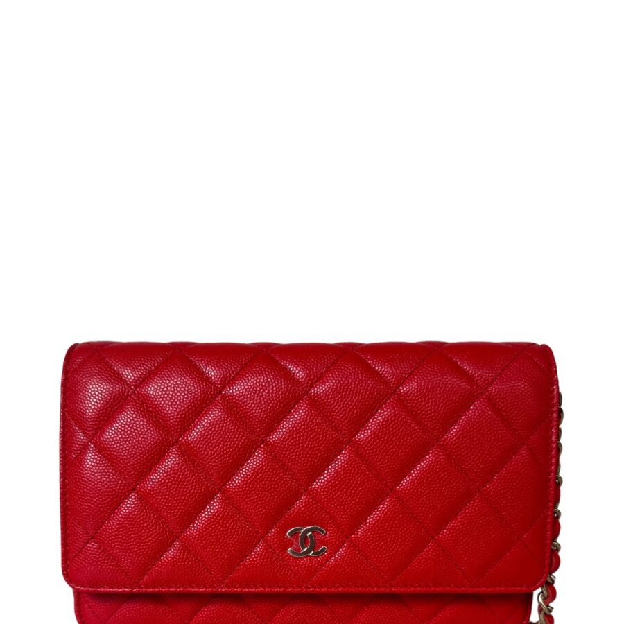 Chanel NEW Red Quilted Caviar Leather Wallet On Chain WOC Crossbody Bag | Studio Nafay