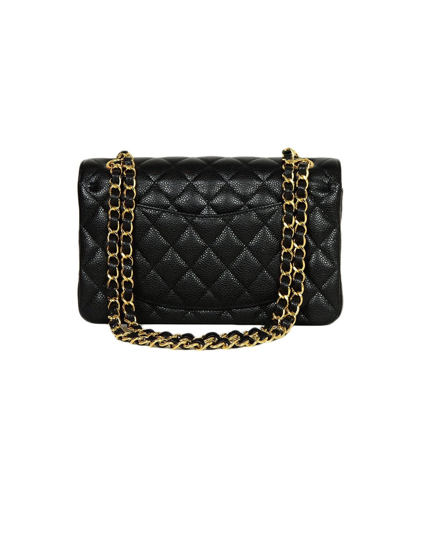 Chanel Black Quilted Caviar Leather 9" Small Double Flap Classic Bag GHW - Product Image 4