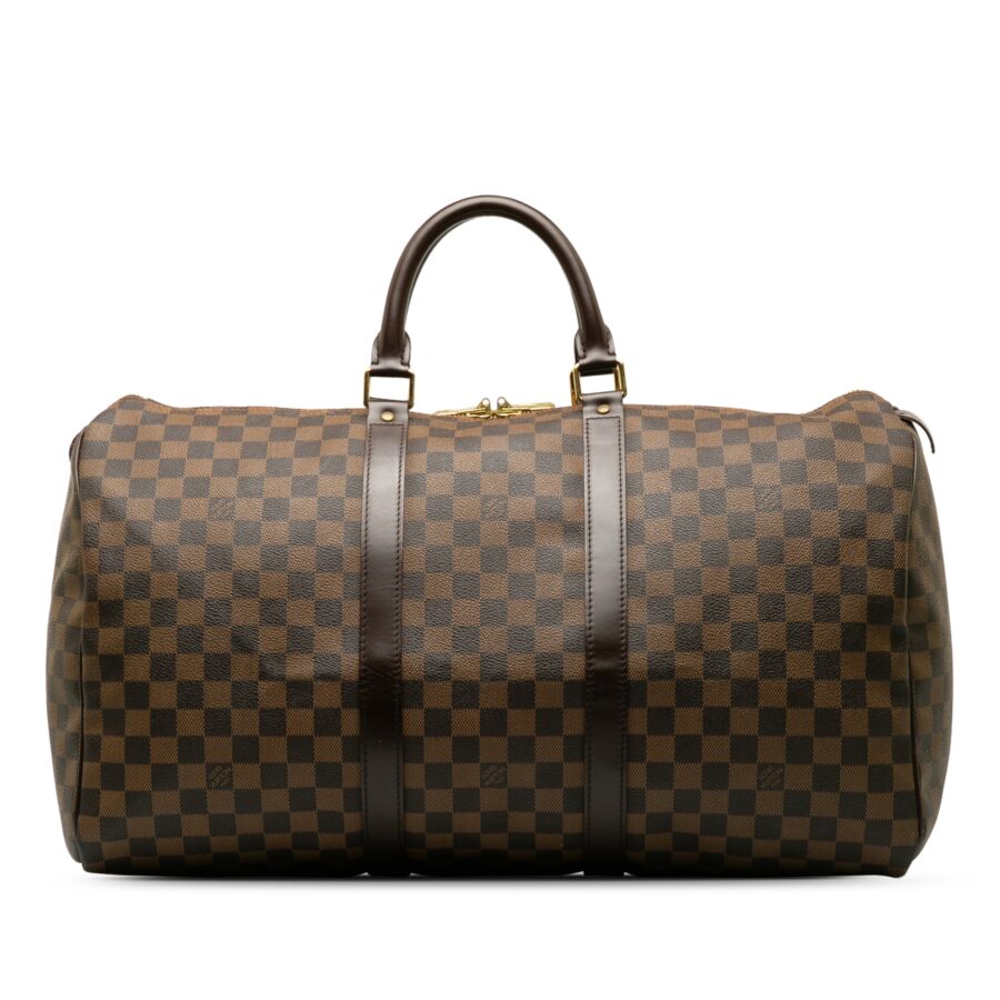 Brown Louis Vuitton Damier Ebene Keepall 50 Travel Bag | Studio Nafay
