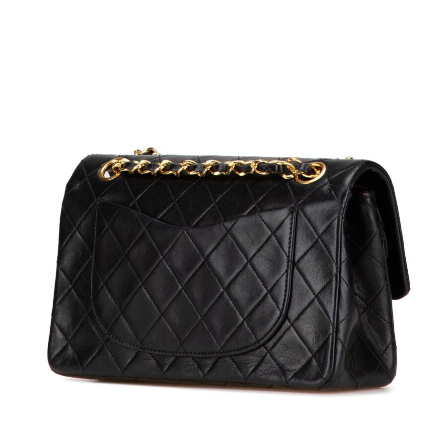 Black Chanel Small Classic Lambskin Double Flap Shoulder Bag | Studio Nafay