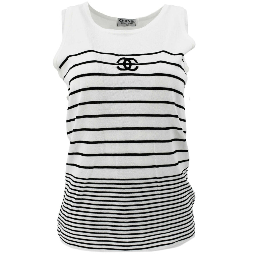 Chanel Striped Cotton Top Handbag | Studio Nafay