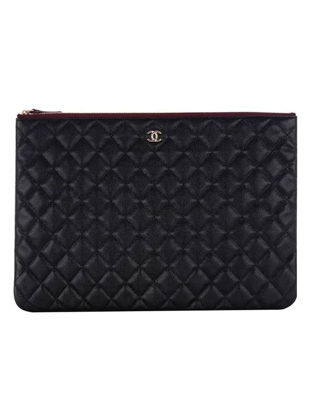 Large Classic Pouch Grained Calfskin Gold Black Chanel | Studio Nafay
