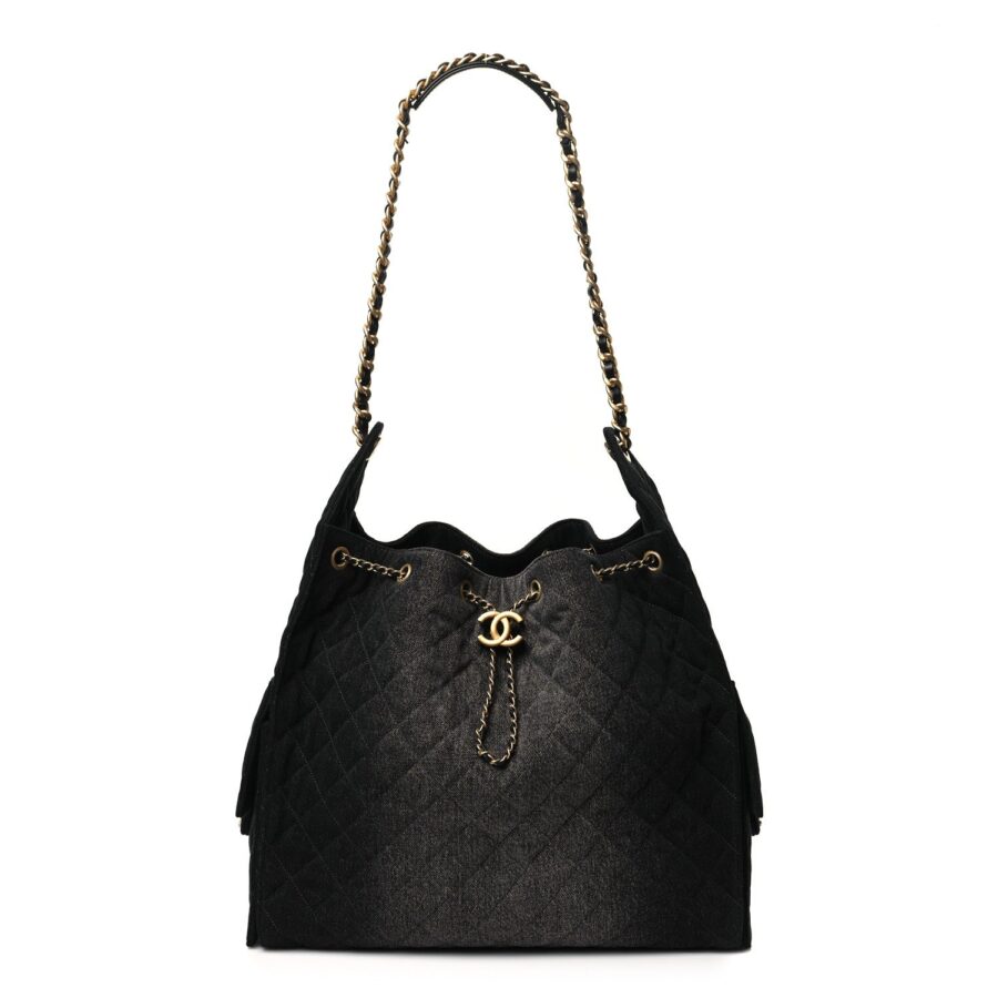 Washed Quilted Medium Chanel 25 Handbag Black | Studio Nafay