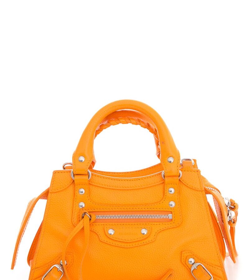 Balenciaga Orange Grained Calfskin Neo Classic Mini City Handbag | Studio Nafay