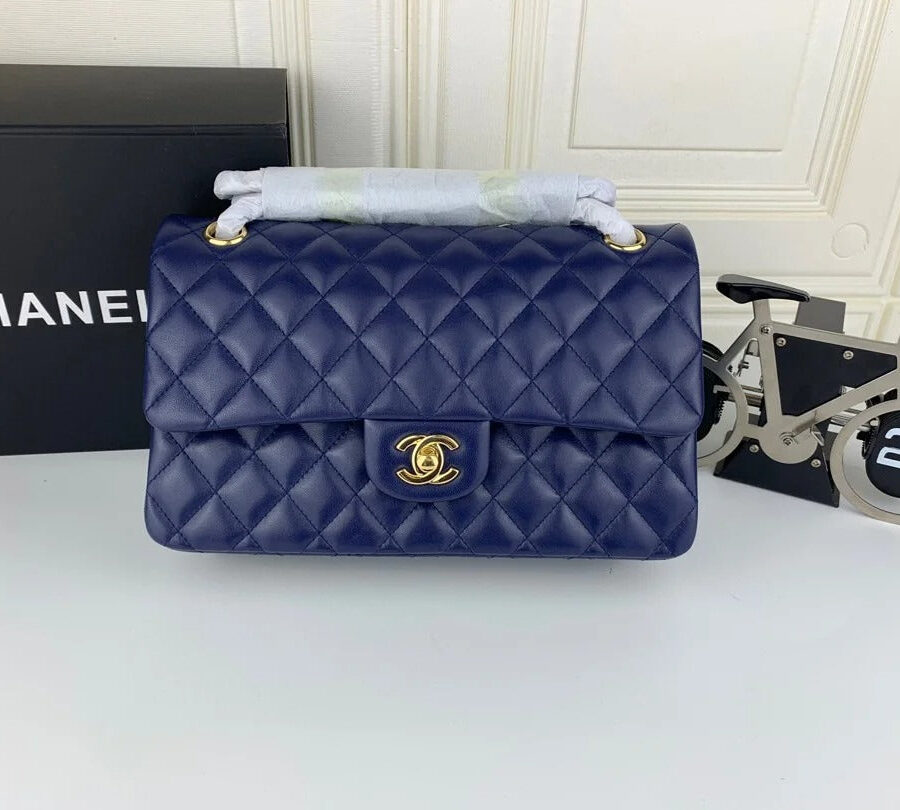 Chanel Classic Double Flap 25 Shoulder Bag Blue | Studio Nafay