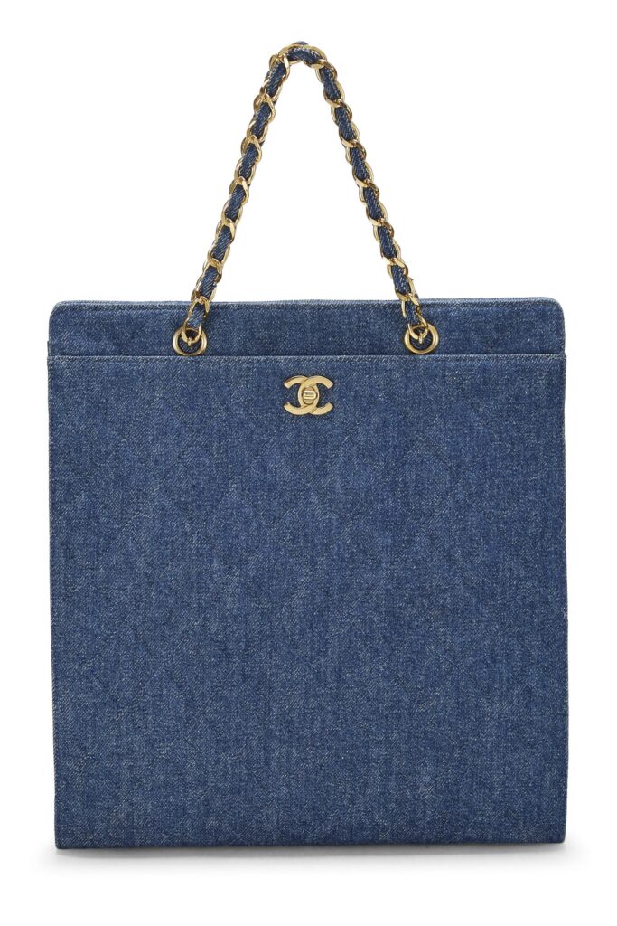 Chanel, Blue Quilted Denim Tote Medium, Blue | Studio Nafay