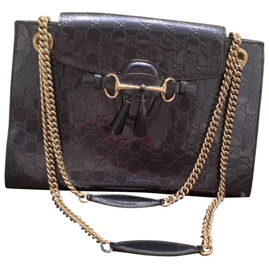 Gucci emily blue patent leather handbag | Studio Nafay