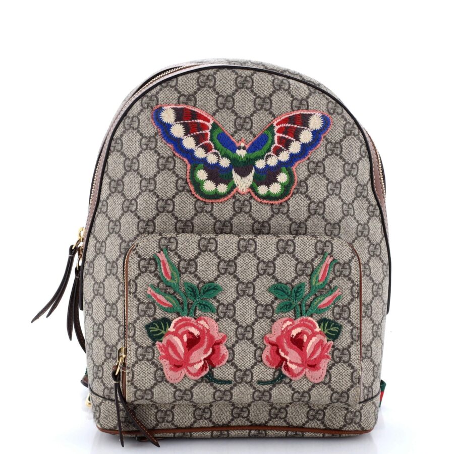 Zip Pocket Backpack Embroidered GG Coated Canvas Small | Studio Nafay