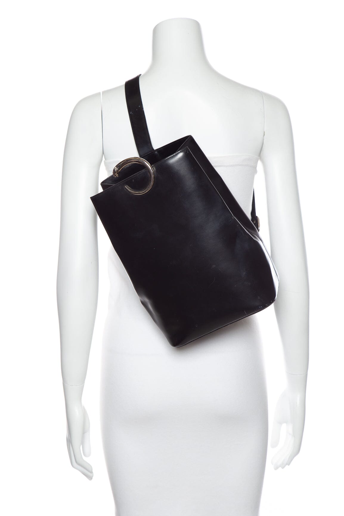 Cartier Black Leather Panthere Backpack/Bucket Bag