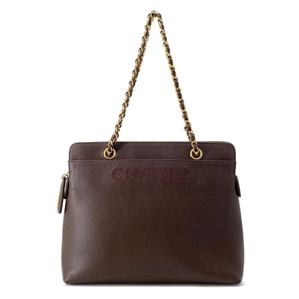 Chanel Leather Caviar Brown Tote
