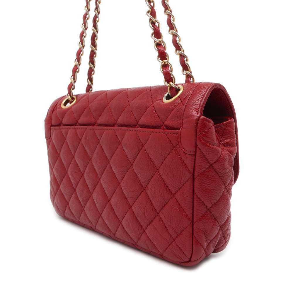 CHANEL Matelasse ChainShoulder Red Caviar Leather