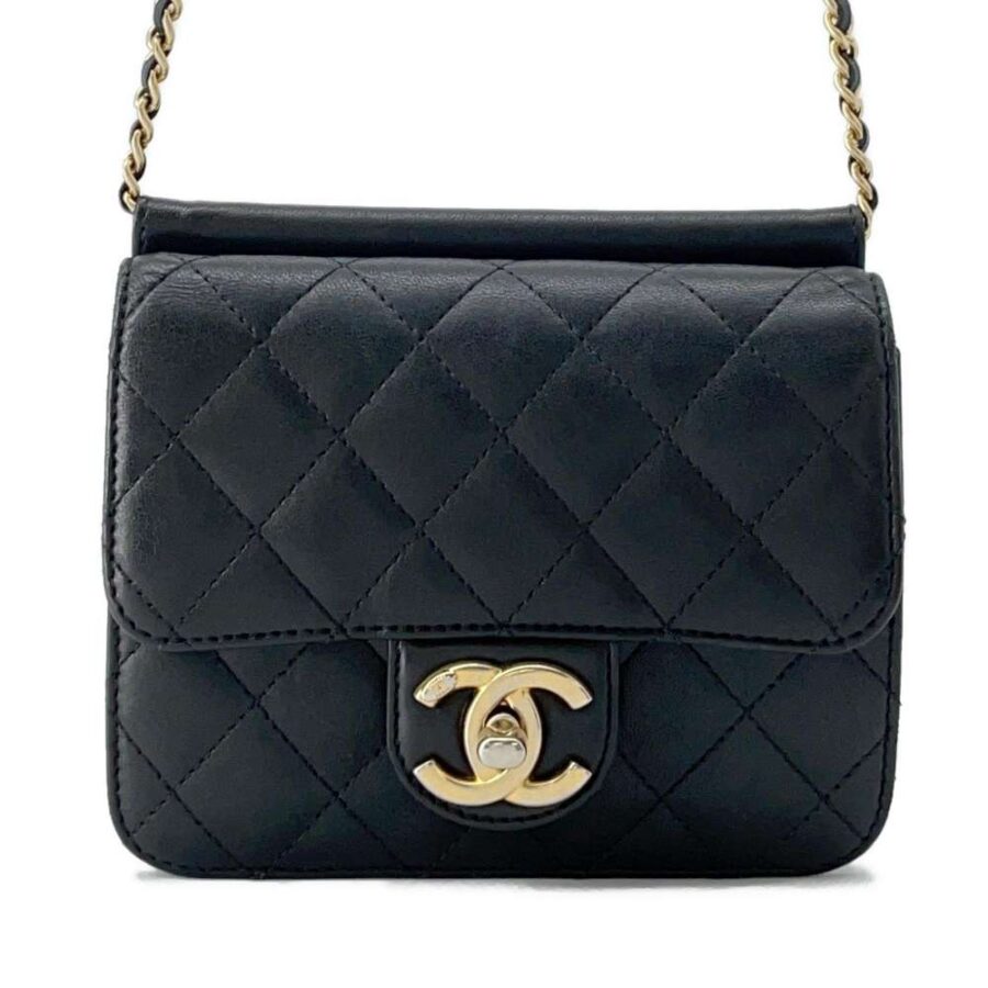 CHANEL Mini Materasse Chain Shoulder Black Lambskin | Studio Nafay