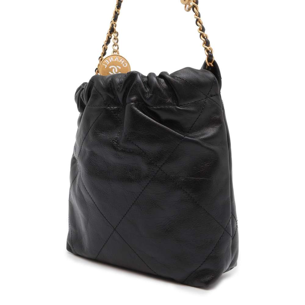 CHANEL CHANEL 22 Shoulder Bag Black Shiny Calf Leather