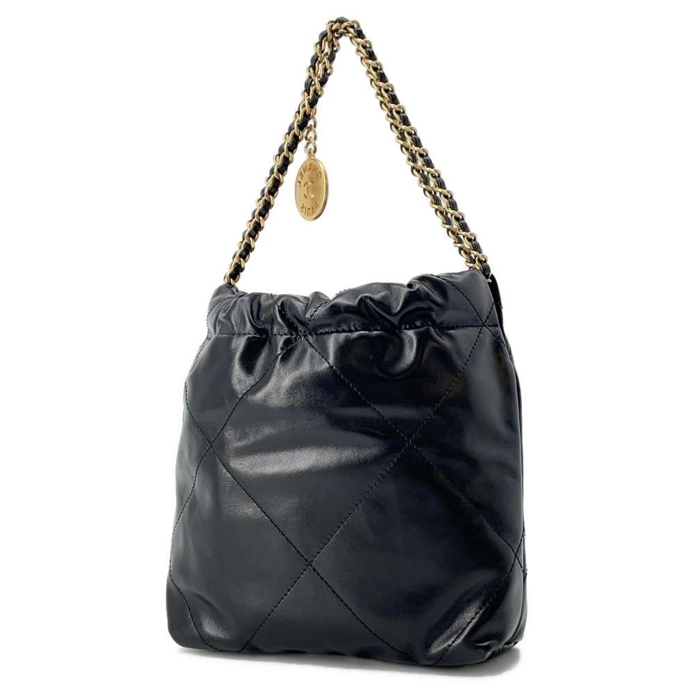 CHANEL CHANEL 22 2wayHandbag Black Shiny Calf Leather Size Mini