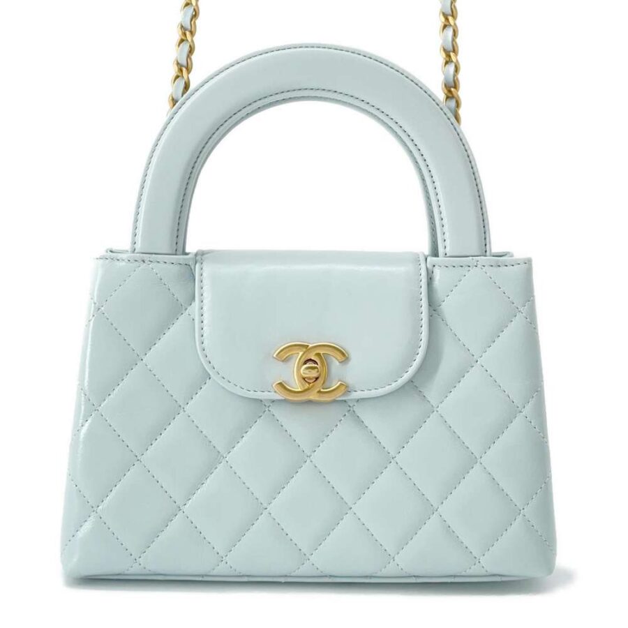 CHANEL Matelasse Shopping Chain Bag Light Blue Calf Leather Size Mini | Studio Nafay