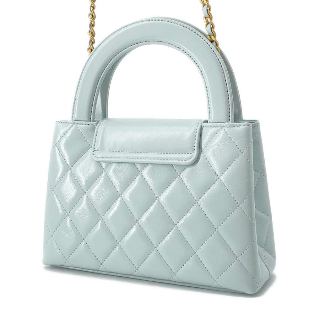 CHANEL Matelasse Shopping Chain Bag Light Blue Calf Leather Size Mini
