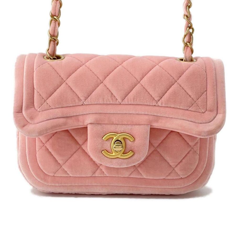 CHANEL Mini Flap Bag Pink Velvet Size 19 | Studio Nafay