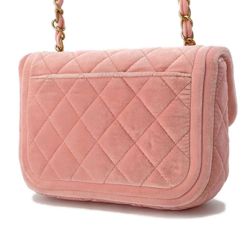 CHANEL Mini Flap Bag Pink Velvet Size 19