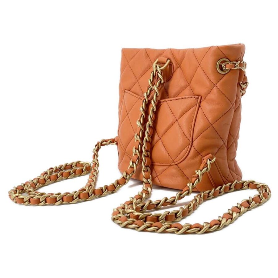 CHANEL Matelasse Backpack with Mini Bag Pouch Orange Leather Size Small | Studio Nafay