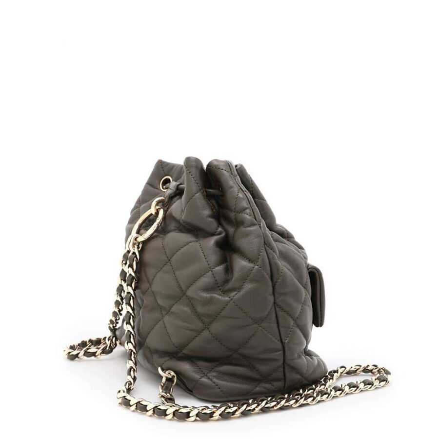 CHANEL Matelasse Backpack Khaki Lambskin | Studio Nafay