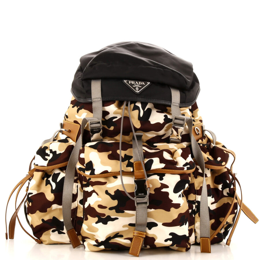 Camouflage Multipocket Buckle Backpack Printed Tessuto | Studio Nafay