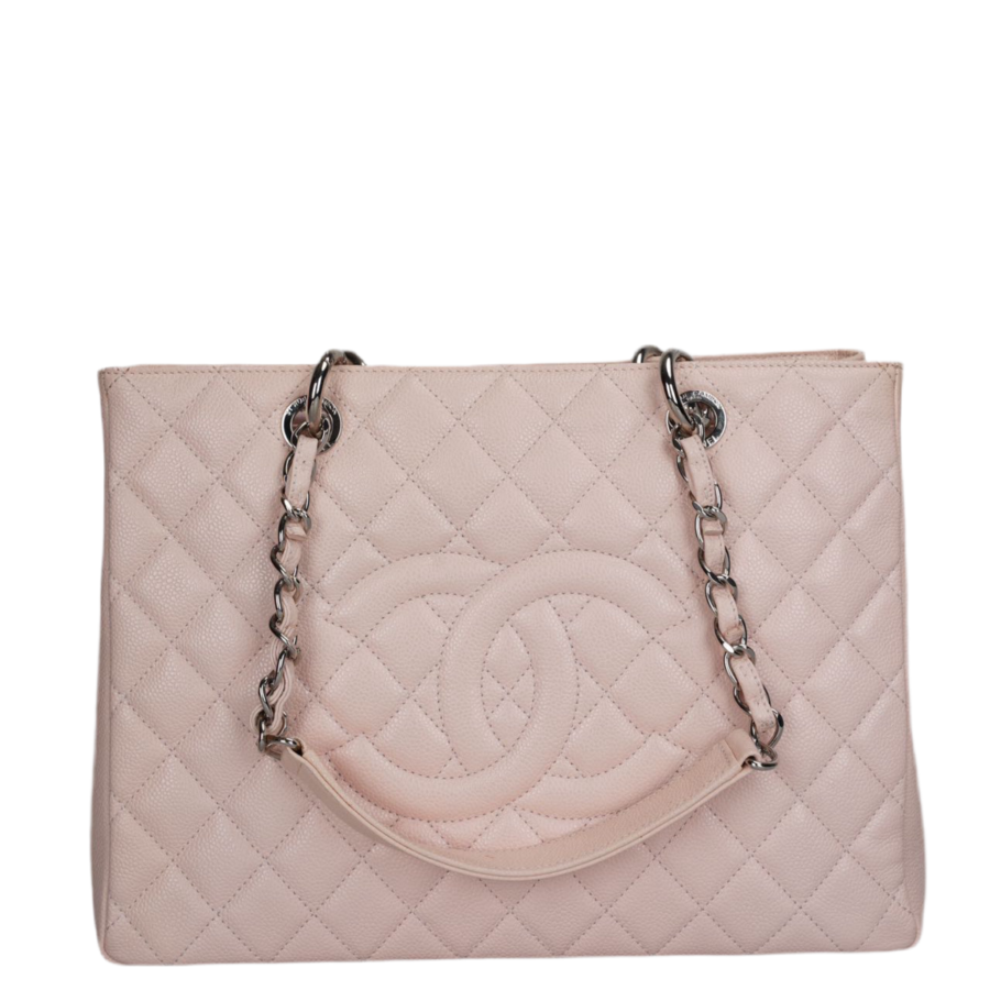 Chanel Grand Shopping Tote Light Pink GST Bag in Caviar Leather with Silver Hardware | Studio Nafay