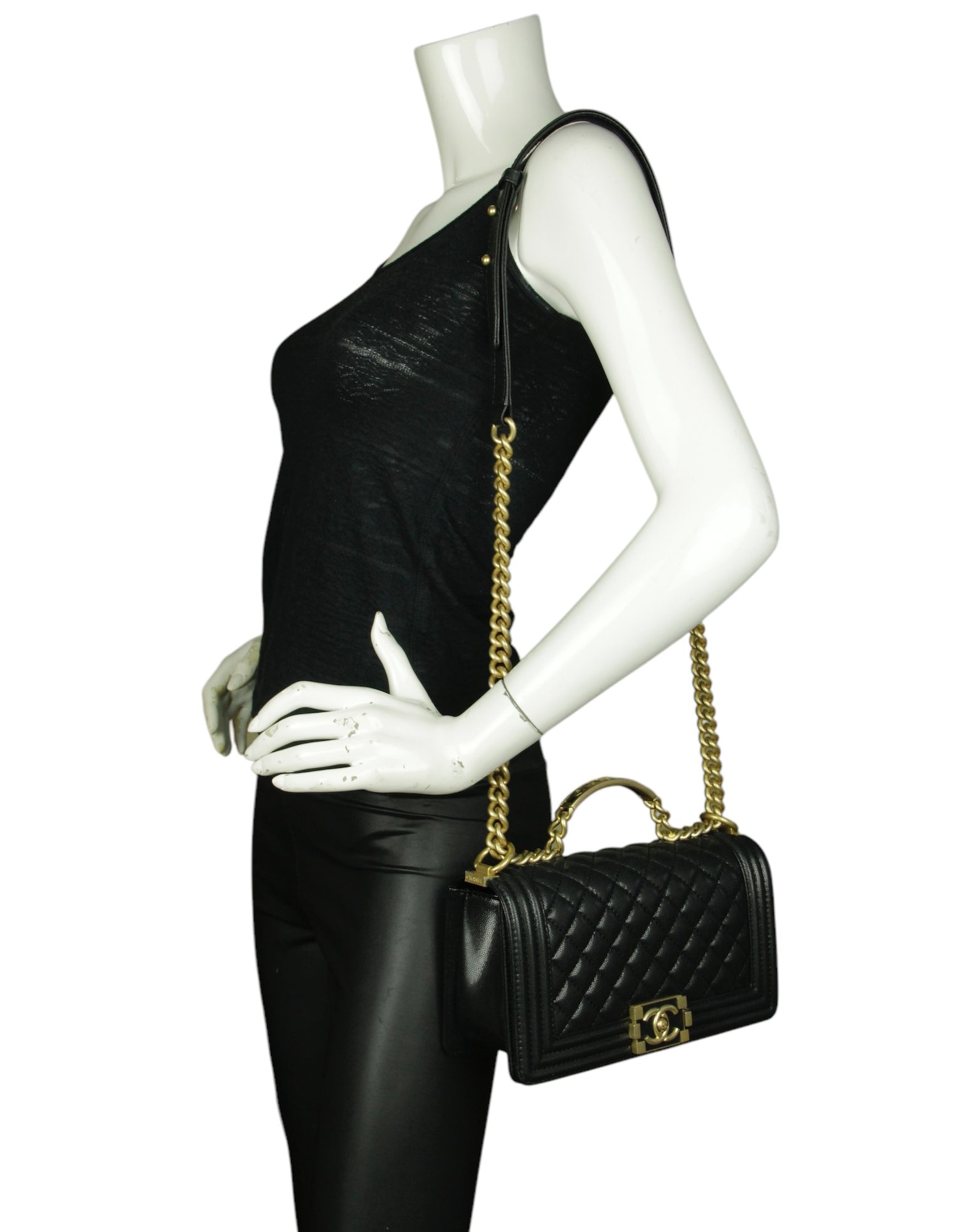 Chanel Boy Medium Caviar Black Handbag