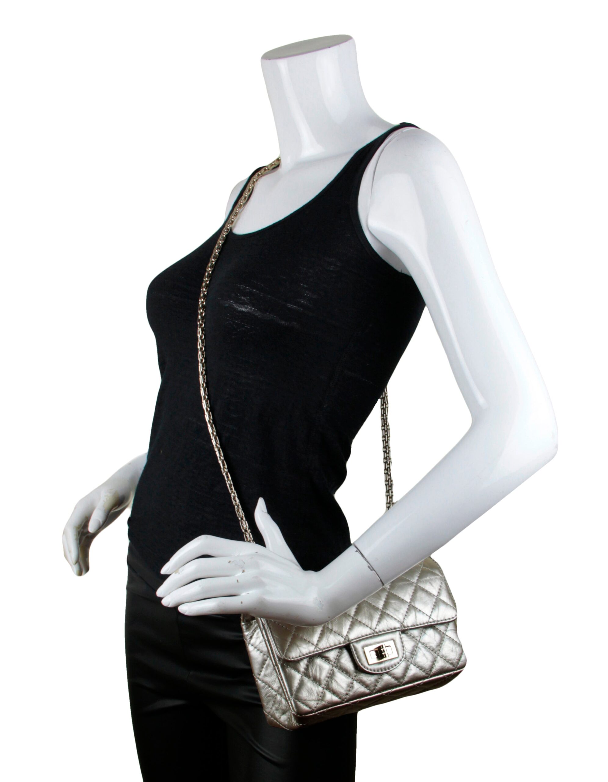 Chanel Metallic Gold Leather 2.55 Mini 224 Reissue Flap Bag